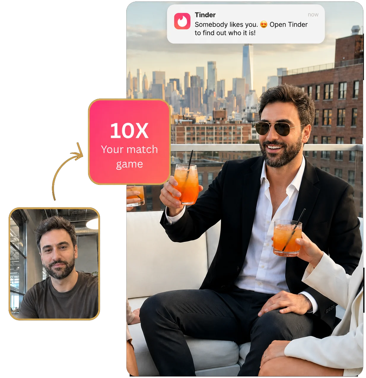 AI-generated Tinder profile photo of a man with a natural confident look